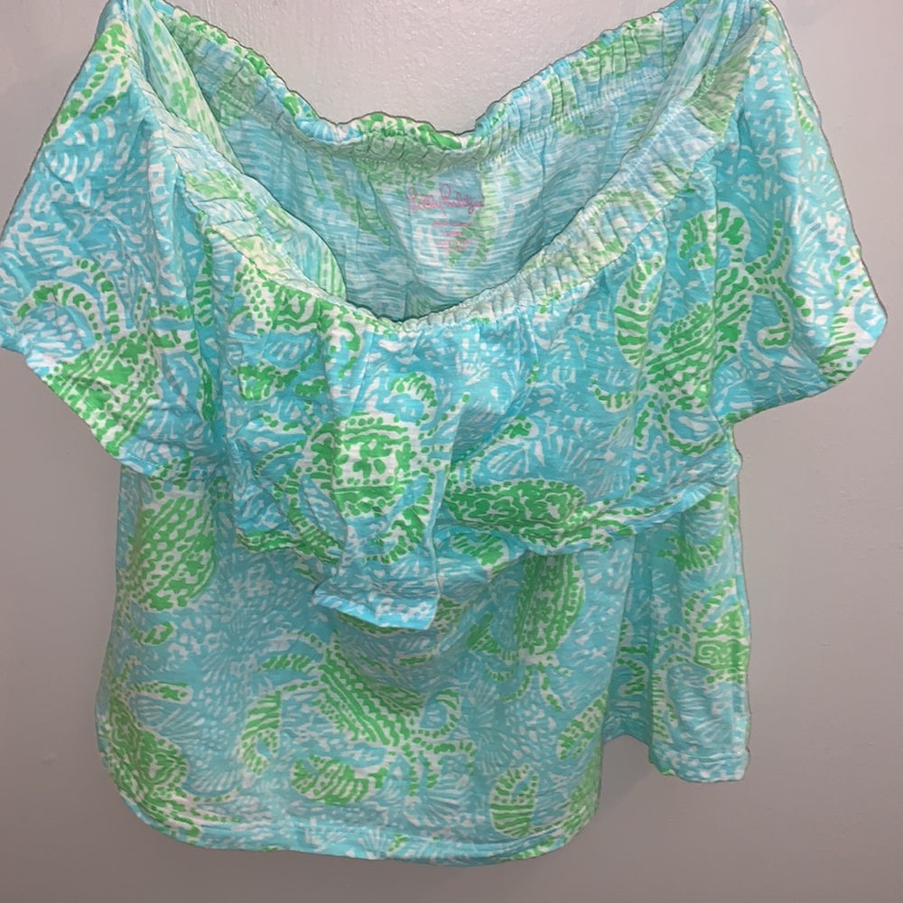 Lilly Pulitzer Wiley Ruffle Tube Top Get Cracking EUC L